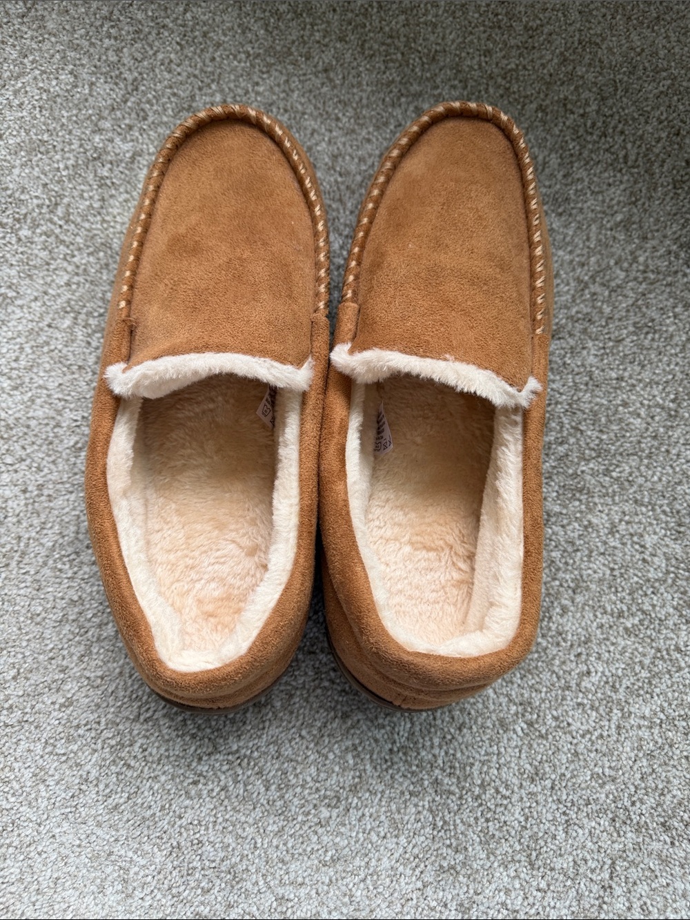 Men's Cozy Suede Moccasin Slippers in Chestnut Brown
